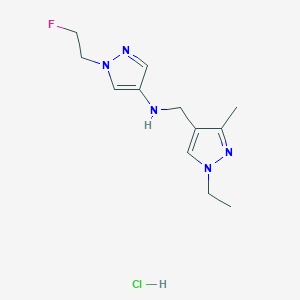 molecular formula C12H19ClFN5 B12224486 N-[(1-ethyl-3-methylpyrazol-4-yl)methyl]-1-(2-fluoroethyl)pyrazol-4-amine;hydrochloride 