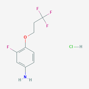 molecular formula C9H10ClF4NO B12224611 3-Fluoro-4-(3,3,3-trifluoropropoxy)aniline hydrochloride 