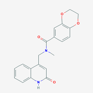 molecular formula C20H18N2O4 B12224617 N-[(2-hydroxyquinolin-4-yl)methyl]-N-methyl-2,3-dihydro-1,4-benzodioxine-6-carboxamide 