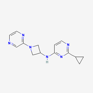 molecular formula C14H16N6 B12224624 2-cyclopropyl-N-[1-(pyrazin-2-yl)azetidin-3-yl]pyrimidin-4-amine 