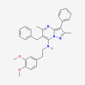 molecular formula C31H32N4O2 B12224700 6-benzyl-N-[2-(3,4-dimethoxyphenyl)ethyl]-2,5-dimethyl-3-phenylpyrazolo[1,5-a]pyrimidin-7-amine 