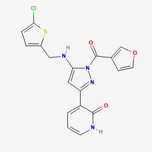 molecular formula C18H13ClN4O3S B12224713 3-[5-[[(5-Chloro-2-thienyl)methyl]amino]-1-(3-furanylcarbonyl)-1H-pyrazol-3-yl]-2(1H)-pyridinone 