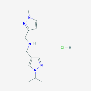 molecular formula C12H20ClN5 B12224732 1-(1-isopropyl-1H-pyrazol-4-yl)-N-[(1-methyl-1H-pyrazol-3-yl)methyl]methanamine 