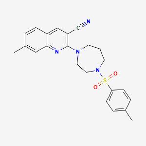 molecular formula C23H24N4O2S B1222479 7-Methyl-2-[4-(4-methylphenyl)sulfonyl-1,4-diazepan-1-yl]-3-quinolinecarbonitrile 