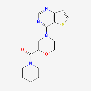 molecular formula C16H20N4O2S B12224847 2-(Piperidine-1-carbonyl)-4-{thieno[3,2-d]pyrimidin-4-yl}morpholine 