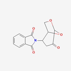 molecular formula C14H11NO5 B12224864 6,8-Dioxabicyclo[3.2.1]octan-4-one, 2-(1,3-dihydro-1,3-dioxoisoindol-2-yl)- 