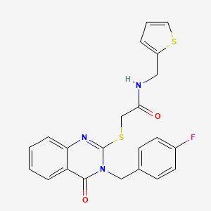 molecular formula C22H18FN3O2S2 B1222490 2-[[3-[(4-fluorophenyl)methyl]-4-oxo-2-quinazolinyl]thio]-N-(thiophen-2-ylmethyl)acetamide 