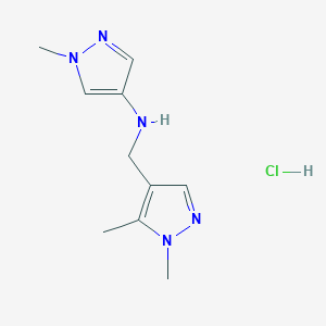 N-[(1,5-dimethylpyrazol-4-yl)methyl]-1-methylpyrazol-4-amine;hydrochloride