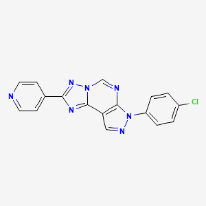 molecular formula C17H10ClN7 B12224948 3-(4-Chlorophenyl)-8-(4-pyridyl)-6-hydropyrazolo[5,4-d]1,2,4-triazolo[1,5-e]py rimidine 