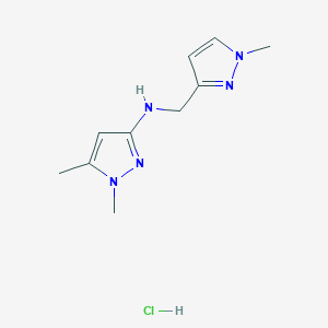 molecular formula C10H16ClN5 B12224982 1,5-dimethyl-N-[(1-methylpyrazol-3-yl)methyl]pyrazol-3-amine;hydrochloride 