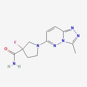 molecular formula C11H13FN6O B12224997 3-Fluoro-1-{3-methyl-[1,2,4]triazolo[4,3-b]pyridazin-6-yl}pyrrolidine-3-carboxamide 