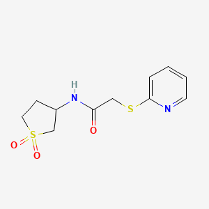 molecular formula C11H14N2O3S2 B12225038 N-(1,1-dioxidotetrahydrothiophen-3-yl)-2-(pyridin-2-ylsulfanyl)acetamide 