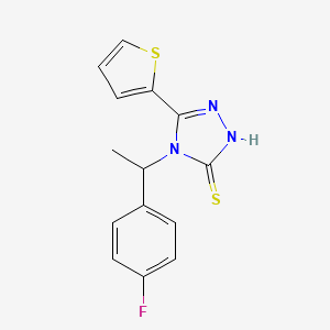 molecular formula C14H12FN3S2 B1222507 4-[1-(4-fluorophenyl)ethyl]-3-thiophen-2-yl-1H-1,2,4-triazole-5-thione 