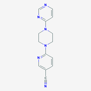 molecular formula C14H14N6 B12225097 6-[4-(Pyrimidin-4-yl)piperazin-1-yl]pyridine-3-carbonitrile 