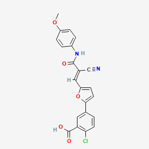 molecular formula C22H15ClN2O5 B1222510 2-Chloro-5-{5-[2-cyano-2-(4-methoxy-phenylcarbamoyl)-vinyl]-furan-2-yl}-benzoic acid 