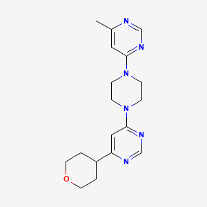 molecular formula C18H24N6O B12225152 4-[4-(6-Methylpyrimidin-4-yl)piperazin-1-yl]-6-(oxan-4-yl)pyrimidine 