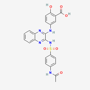 molecular formula C23H19N5O6S B1222516 3-[[3-[(4-Acetamidophenyl)sulfonylamino]-1,4-dihydroquinoxalin-2-yl]imino]-6-oxo-1-cyclohexa-1,4-dienecarboxylic acid 