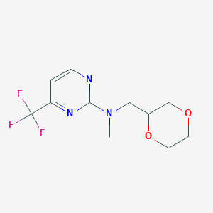 molecular formula C11H14F3N3O2 B12225181 N-[(1,4-dioxan-2-yl)methyl]-N-methyl-4-(trifluoromethyl)pyrimidin-2-amine 