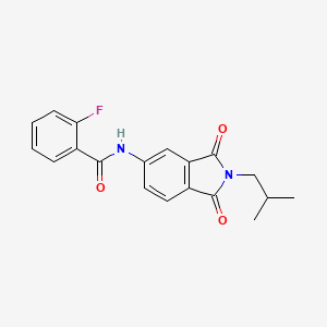 molecular formula C19H17FN2O3 B1222522 2-fluoro-N-[2-(2-methylpropyl)-1,3-dioxo-5-isoindolyl]benzamide 