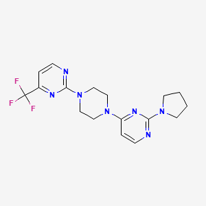 molecular formula C17H20F3N7 B12225235 2-(Pyrrolidin-1-yl)-4-{4-[4-(trifluoromethyl)pyrimidin-2-yl]piperazin-1-yl}pyrimidine 