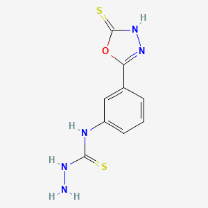 molecular formula C9H9N5OS2 B1222524 1-amino-3-[3-(2-sulfanylidene-3H-1,3,4-oxadiazol-5-yl)phenyl]thiourea 