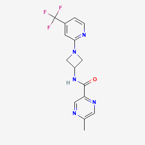 molecular formula C15H14F3N5O B12225241 5-methyl-N-{1-[4-(trifluoromethyl)pyridin-2-yl]azetidin-3-yl}pyrazine-2-carboxamide 