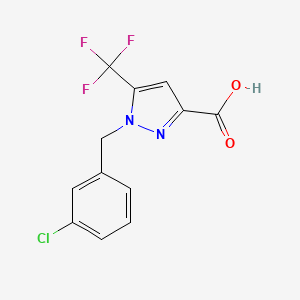 molecular formula C12H8ClF3N2O2 B12225299 1-(3-Chlorobenzyl)-5-(trifluoromethyl)-1H-pyrazole-3-carboxylic acid 