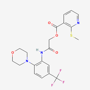 molecular formula C20H20F3N3O4S B1222531 2-(Methylthio)-3-pyridinecarboxylic acid [2-[2-(4-morpholinyl)-5-(trifluoromethyl)anilino]-2-oxoethyl] ester 