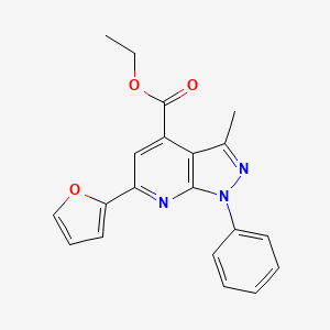 molecular formula C20H17N3O3 B1222540 6-(2-呋喃基)-3-甲基-1-苯基-4-吡唑并[3,4-b]吡啶甲酸乙酯 