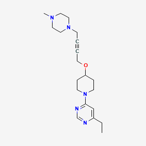 molecular formula C20H31N5O B12225433 4-Ethyl-6-(4-{[4-(4-methylpiperazin-1-yl)but-2-yn-1-yl]oxy}piperidin-1-yl)pyrimidine 