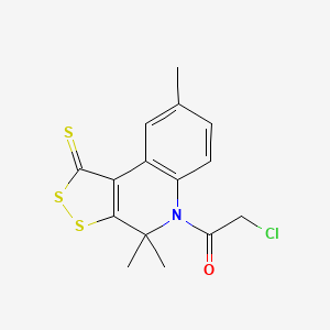 molecular formula C15H14ClNOS3 B12225466 2-chloro-1-(4,4,8-trimethyl-1-thioxo-1,4-dihydro-5H-[1,2]dithiolo[3,4-c]quinolin-5-yl)ethanone 