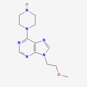 molecular formula C12H18N6O B12225574 9-(2-methoxyethyl)-6-(piperazin-1-yl)-9H-purine 