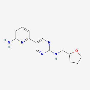 molecular formula C14H17N5O B12225661 5-(6-aminopyridin-2-yl)-N-[(oxolan-2-yl)methyl]pyrimidin-2-amine 