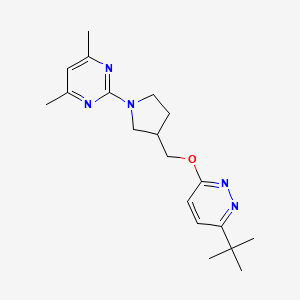 molecular formula C19H27N5O B12225683 2-(3-{[(6-Tert-butylpyridazin-3-yl)oxy]methyl}pyrrolidin-1-yl)-4,6-dimethylpyrimidine 