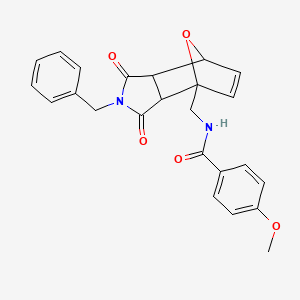 molecular formula C24H22N2O5 B1222569 N-[[1,3-dioxo-2-(phenylmethyl)-7,7a-dihydro-3aH-octahydro-1H-4,7-epoxyisoindol-4-yl]methyl]-4-methoxybenzamide 