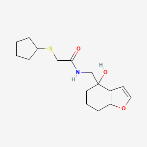 2-(cyclopentylsulfanyl)-N-[(4-hydroxy-4,5,6,7-tetrahydro-1-benzofuran-4-yl)methyl]acetamide