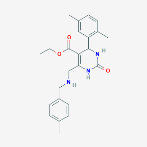 molecular formula C24H29N3O3 B1222575 4-(2,5-dimethylphenyl)-6-[[(4-methylphenyl)methylamino]methyl]-2-oxo-3,4-dihydro-1H-pyrimidine-5-carboxylic acid ethyl ester 