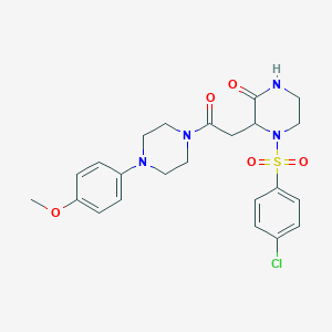 molecular formula C23H27ClN4O5S B12225767 4-[(4-Chlorophenyl)sulfonyl]-3-{2-[4-(4-methoxyphenyl)piperazin-1-yl]-2-oxoethyl}piperazin-2-one 