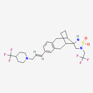 2-(2,2,2-trifluoroethyl)-5'-[(E)-3-[4-(trifluoromethyl)piperidin-1-yl]prop-1-enyl]spiro[1,2,5-thiadiazolidine-4,13'-tricyclo[8.2.1.03,8]trideca-3(8),4,6-triene] 1,1-dioxide