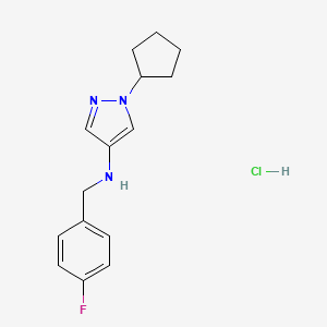 molecular formula C15H19ClFN3 B12225892 1-cyclopentyl-N-[(4-fluorophenyl)methyl]pyrazol-4-amine;hydrochloride 