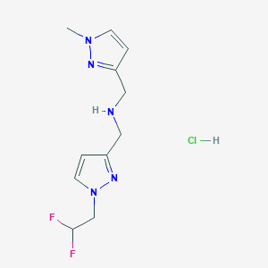 molecular formula C11H16ClF2N5 B12225924 1-[1-(2,2-difluoroethyl)-1H-pyrazol-3-yl]-N-[(1-methyl-1H-pyrazol-3-yl)methyl]methanamine 