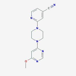 molecular formula C15H16N6O B12225976 2-[4-(6-Methoxypyrimidin-4-yl)piperazin-1-yl]pyridine-4-carbonitrile 