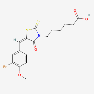 6-{5-[(3-Bromo-4-methoxyphenyl)methylene]-4-oxo-2-thioxo-1,3-thiazolidin-3-yl} hexanoic acid