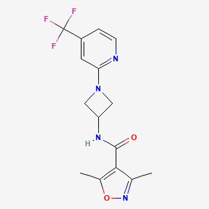 molecular formula C15H15F3N4O2 B12226081 3,5-dimethyl-N-{1-[4-(trifluoromethyl)pyridin-2-yl]azetidin-3-yl}-1,2-oxazole-4-carboxamide 