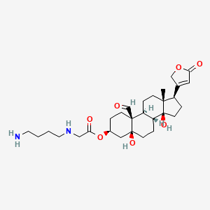molecular formula C29H44N2O7 B1222610 [(3S,5S,8R,9S,10S,13R,14S,17R)-10-formyl-5,14-dihydroxy-13-methyl-17-(5-oxo-2H-furan-3-yl)-2,3,4,6,7,8,9,11,12,15,16,17-dodecahydro-1H-cyclopenta[a]phenanthren-3-yl] 2-(4-aminobutylamino)acetate CAS No. 40520-83-0