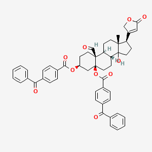 molecular formula C51H48O10 B1222613 [(3S,5S,8R,9S,10S,13R,17R)-5-(4-benzoylbenzoyl)oxy-10-formyl-14-hydroxy-13-methyl-17-(5-oxo-2H-furan-3-yl)-2,3,4,6,7,8,9,11,12,15,16,17-dodecahydro-1H-cyclopenta[a]phenanthren-3-yl] 4-benzoylbenzoate CAS No. 55601-19-9