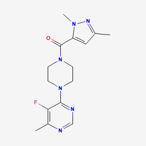 4-[4-(1,3-dimethyl-1H-pyrazole-5-carbonyl)piperazin-1-yl]-5-fluoro-6-methylpyrimidine