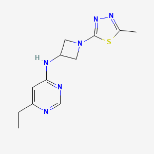 molecular formula C12H16N6S B12226239 6-ethyl-N-[1-(5-methyl-1,3,4-thiadiazol-2-yl)azetidin-3-yl]pyrimidin-4-amine 