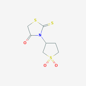 molecular formula C7H9NO3S3 B12226265 3-(4-Oxo-2-thioxo-1,3-thiazolidin-3-yl)thiolane-1,1-dione 