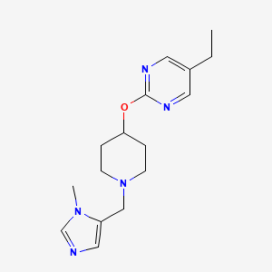 molecular formula C16H23N5O B12226314 5-ethyl-2-({1-[(1-methyl-1H-imidazol-5-yl)methyl]piperidin-4-yl}oxy)pyrimidine 